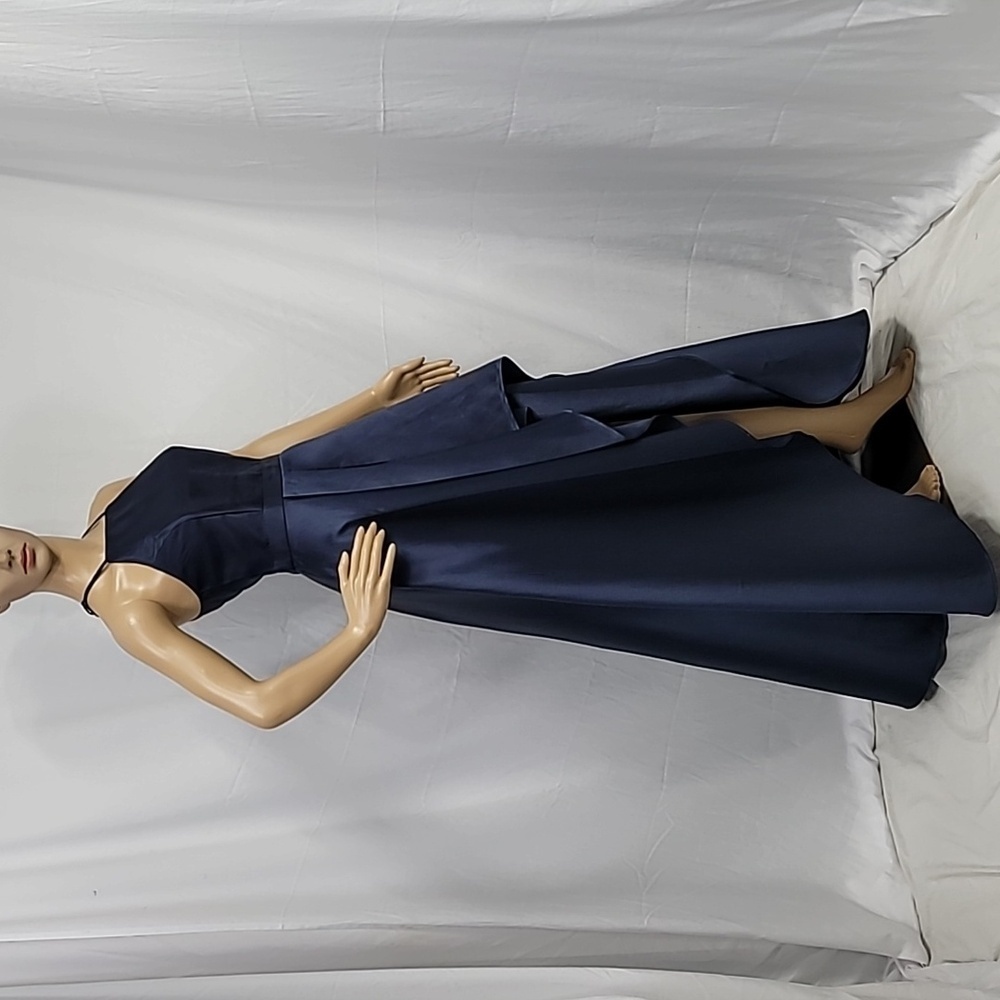 Lulu's Women's Navy Broadway Show Satin High-low Gown - Picture 6 of 13